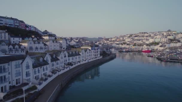 Panorama Brixham Marina Och Harbour Från Drönare Torbay Devon England — Stockvideo