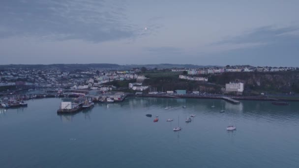 無人機 トーベイ デヴォン イングランドからのBrixham Marina Harbourのパノラマ — ストック動画