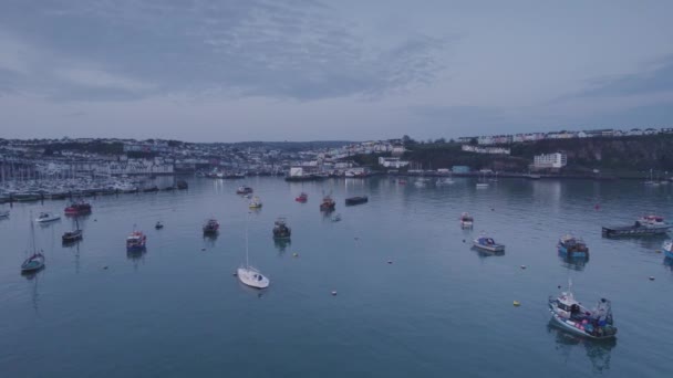 Panorama Brixham Marina Puerto Desde Dron Torbay Devon Inglaterra — Vídeos de Stock