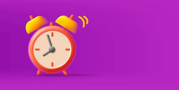 3d illustracion of alarm clock, trendy render style icon on purple background — Stock Vector