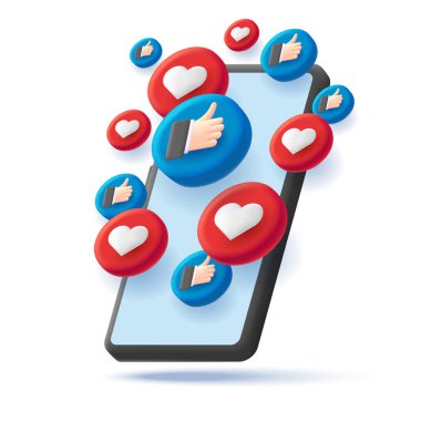 Kalpler ve eller gibi ses daireleri izmetrik render grafiğiyle parmakla gösterilen akıllı telefonun 3D çizimi