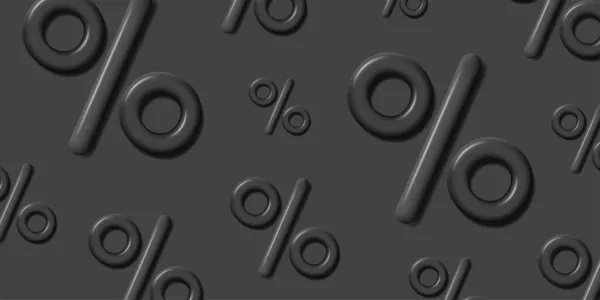 Banner de venta negro con mono cromo 3d por ciento símbolo de patrón de tamaño aleatorio — Archivo Imágenes Vectoriales