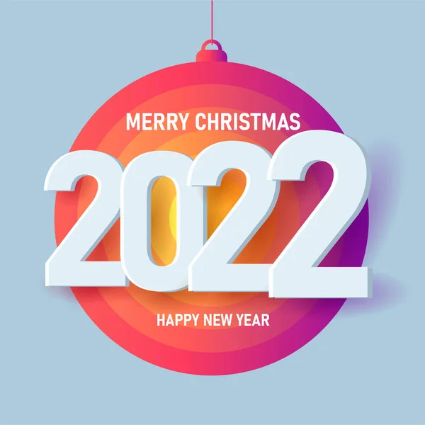Boldog karácsonyt és szilvesztert banner stilizált karácsonyi labda és kötet számok 2022 — Stock Vector