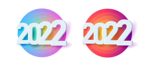 New Year 2022 Tag Lable Volume Figures Gradient Circle Shapes — Vetor de Stock