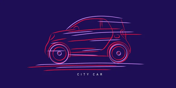 Compact City Car Line Dynamic Illustration Vehicle Silhouette Sketch Graphic — Vettoriale Stock