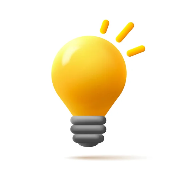 Ilustrasi ikon render 3d dari bola lampu, ilustrasi trendi - Stok Vektor