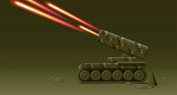 战场上的反坦克火箭，3D现代矢量图解 — 图库矢量图片