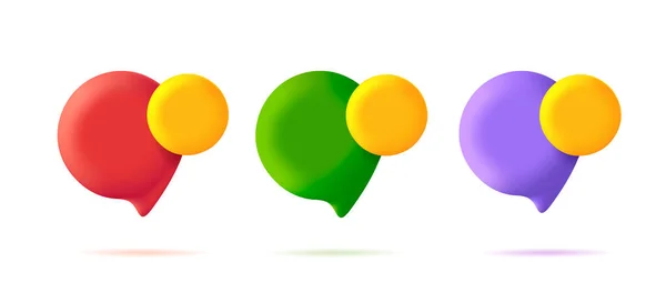 Set of 3d speech bubbles badges in different colors with circle tag — Image vectorielle