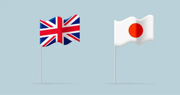 Vector Conjunto Bandera Dereino Unido Japón — Archivo Imágenes Vectoriales