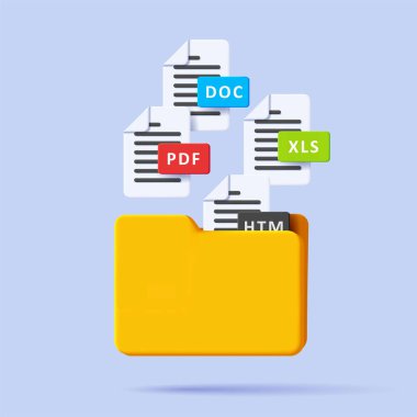 Dosya biçimleriyle birlikte sarı 3d dizini
