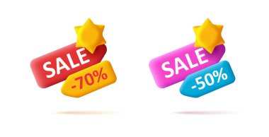 İndirim etiketi% 3D ve güneş yaz ikonu