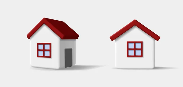 Ikon Rumah Bangunan Putih Dengan Atap Merah Ilustrasi Vektor - Stok Vektor