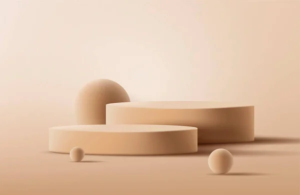 球と現実的なブランク円筒製品の表彰台シーン ベクターイラスト — ストックベクタ