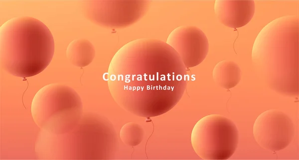 Grußbanner Mit Realistischen Luftballons Orangefarbenem Monochromen Renderer — Stockvektor