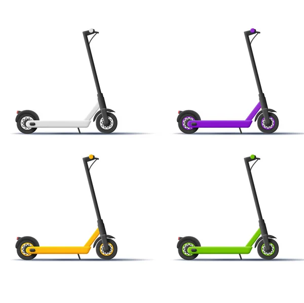 Ensemble Illustrations Scooters Différentes Couleurs — Image vectorielle