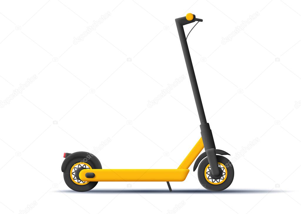 3d illustration of electric scooter in yellow and black colors. Vector illustration