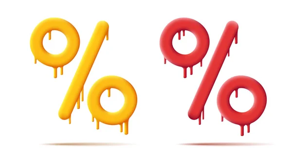 Hot Discounts Percent Sign Melting Isolated Vector Illustration — Archivo Imágenes Vectoriales
