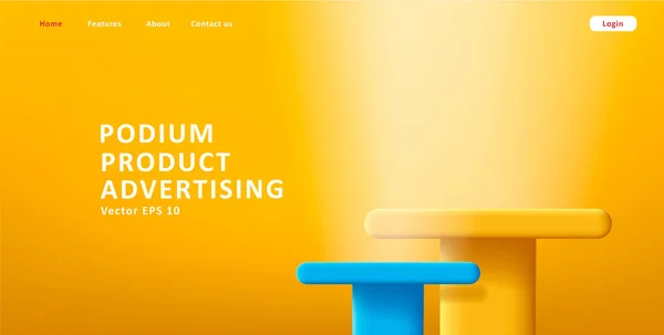Pillars Product Podium Showcase Yellow Blue Colors Vector Illustration — 图库矢量图片