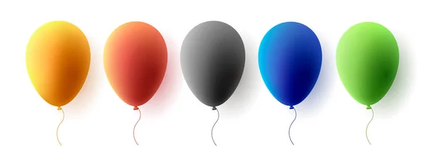 Set Colored Air Balloons Cartoon Style Isolated Vector Illustration — Vetor de Stock