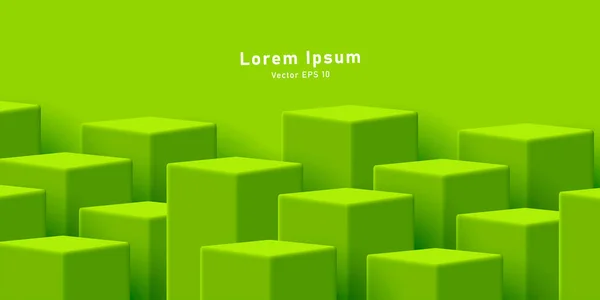 Green Background Cubes Different Height Creating Texture Vector Illustration - Stok Vektor
