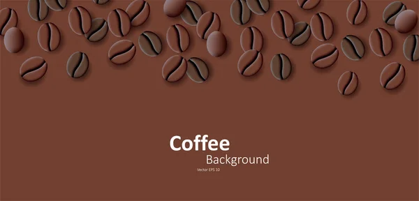 Bruine Achtergrond Met Koffiebonen Bovenaanzicht Vectorillustratie — Stockvector