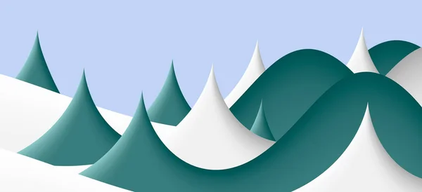 Abstract Winter Season Wavy Background Layers Landscape Vector Illustration — Stock Vector