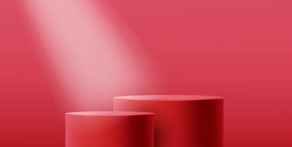 Красный Монохромный Постамент Иллюстрированный Вектором Прожектора — стоковый вектор