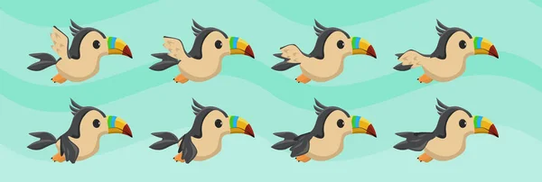 Toucan Sprite Sheet Flying Toucan Bird Game Sprites — Stock Vector