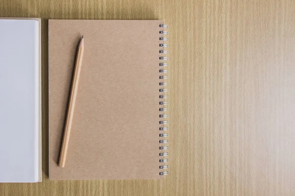Top View Image Notebook Wooden Background — Photo