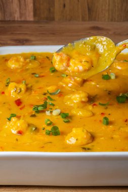 Cassava and shrimp cream. Typical Brazilian dish 