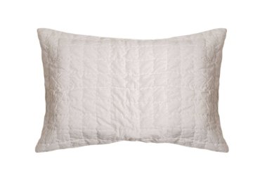 Beyaz arka planda beyaz yastık kılıfı olan yastık