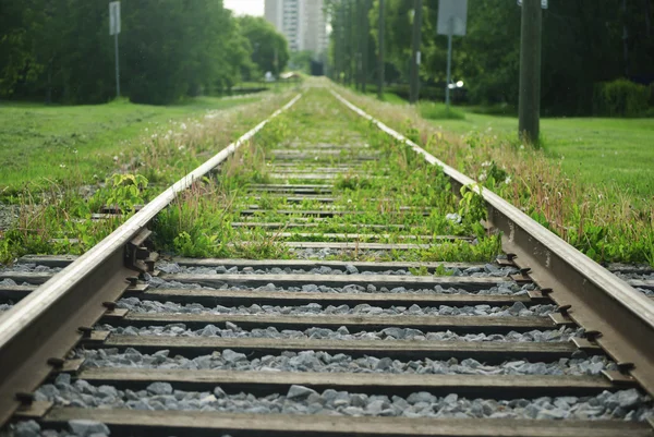 Vasúti pályák, a magas szintű vonattal vagy ram-ban Edmonton — Stock Fotó