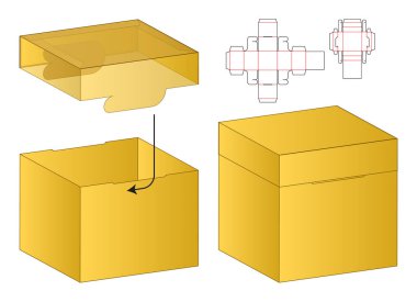Kutu ambalajı ölü şablon tasarımı. 3d maketi
