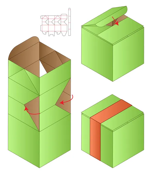 Box Packaging Die Cut Template Design Mock — Stock Vector