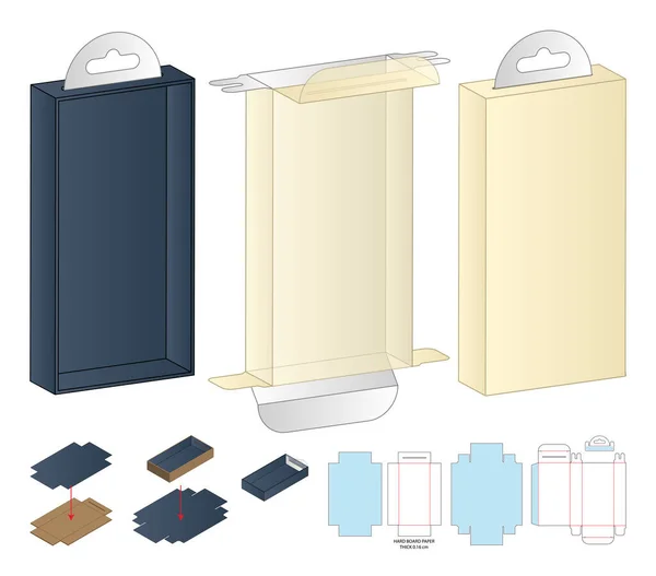 Caja Embalaje Morir Corte Plantilla Diseño Maqueta — Vector de stock