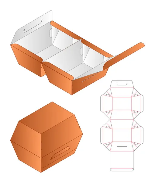 Box Csomagolás Meghalni Vágott Sablon Kialakítása Modell — Stock Vector