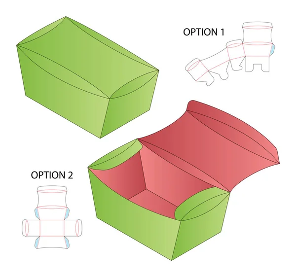 Caja Embalaje Morir Corte Plantilla Diseño Maqueta — Vector de stock