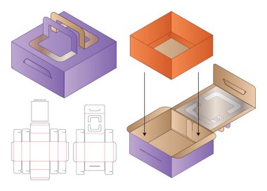 Kutu ambalajı ölü şablon tasarımı. 3d maketi
