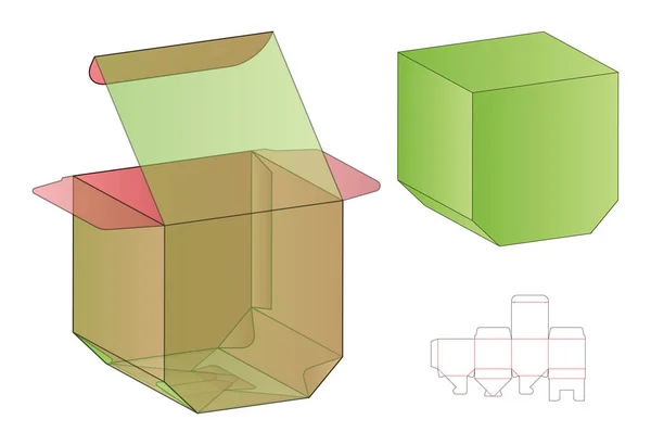箱体包装模切模板设计 3D模拟模型 — 图库矢量图片
