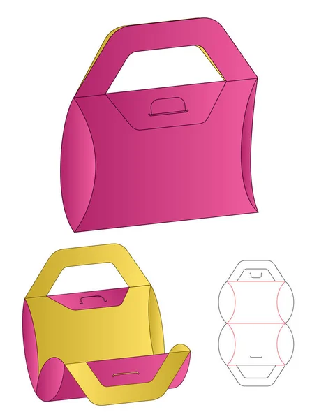 ボックス包装ダイカットテンプレートデザイン 3Dモックアップ — ストックベクタ