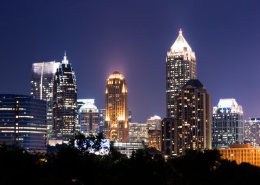 Atlanta skyline at dusk clipart