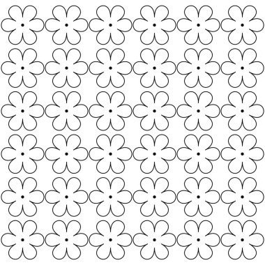Beyaz arkaplanda siyah ve beyaz ana hatları olan çiçekler için kusursuz desen.