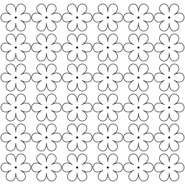 Beyaz arkaplanda siyah ve beyaz ana hatları olan çiçekler için kusursuz desen.