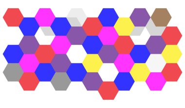 Colorful hexagon geometry isolated on white background.