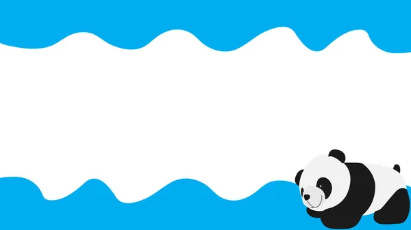 Cartoon Panda Banner Dripping Wave Blue White Space Text — ストックベクタ