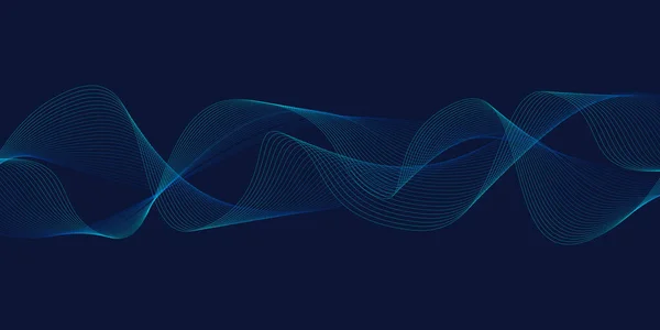 Абстрактные Геометрические Кривые Синего Тона Черном Фоне — стоковый вектор