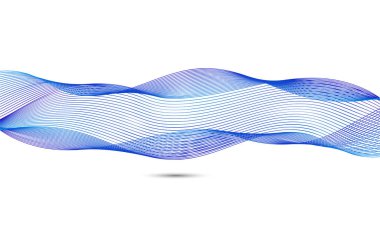 Abstract blue tone geometric curve shapes on white background.