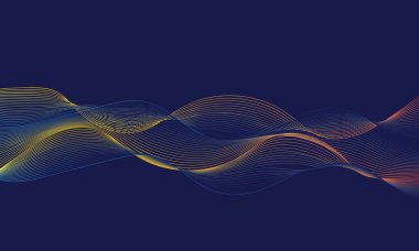 Abstract blue tone geometric curve shapes on black background.