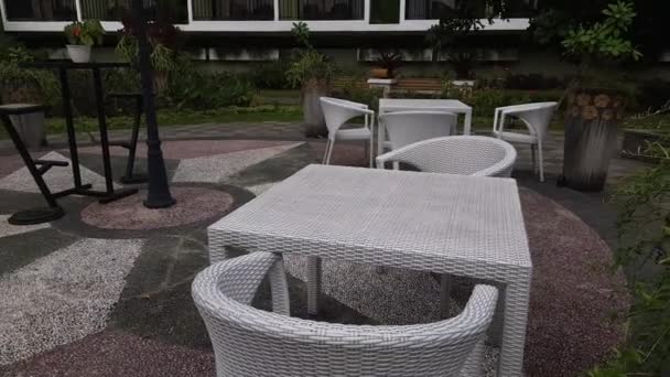 Mesa Silla Jardín Mesa Jardín Sillas Patio Trasero — Vídeos de Stock