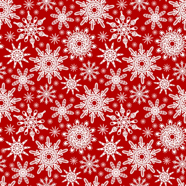 Απρόσκοπτες Νιφάδες Χιονιού Κόκκινο Φόντο Χριστουγέννων Χειμώνα Φόντο Διακοπών — Διανυσματικό Αρχείο